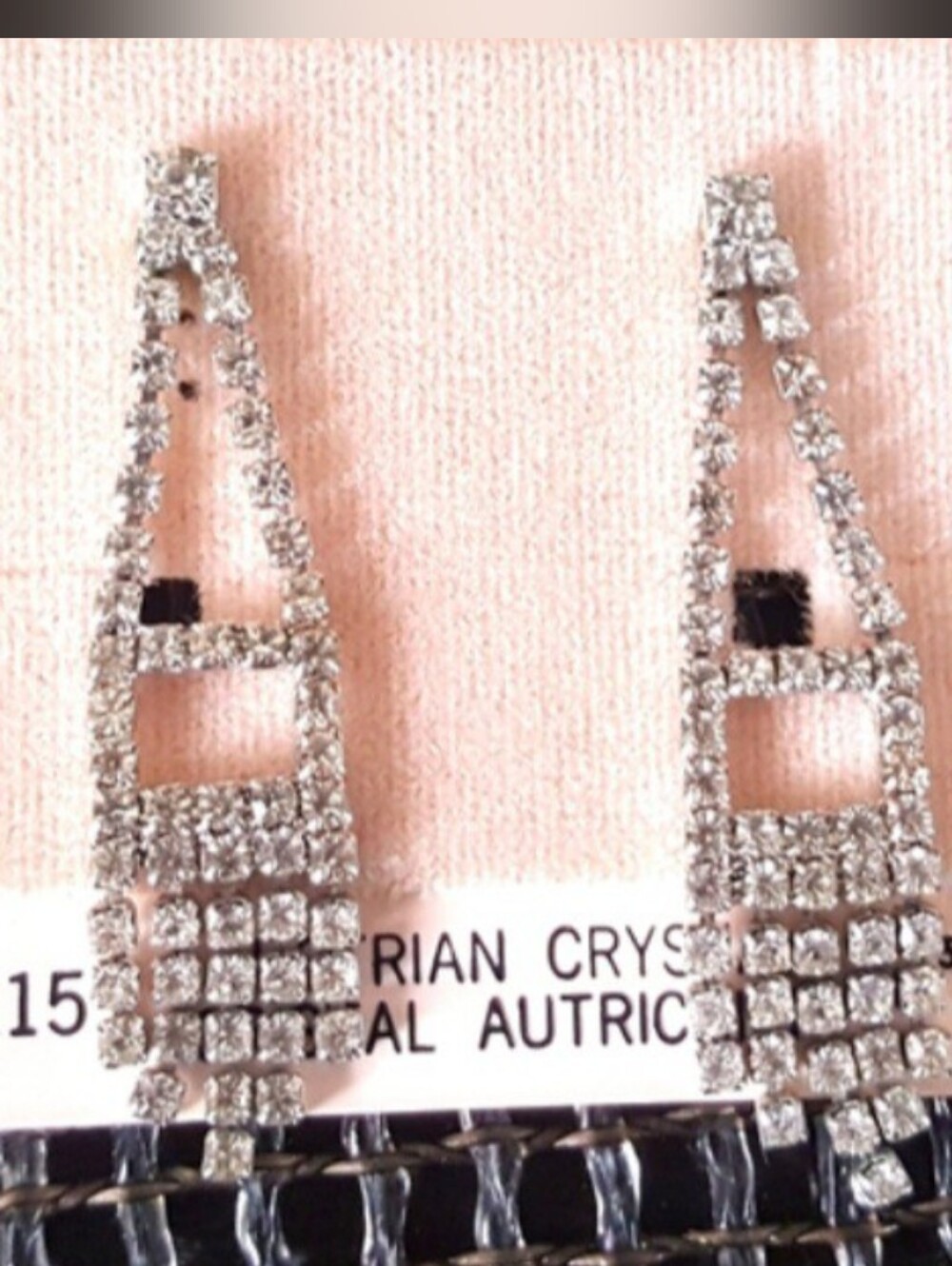Austrian Crystals Dangle Pierced Earrings